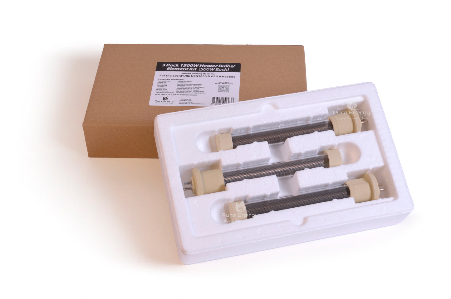 Bulb Set of 3 - EdenPURE GEN4 and US 1000 Heaters 500W Replacement Heating Elements - Part US001